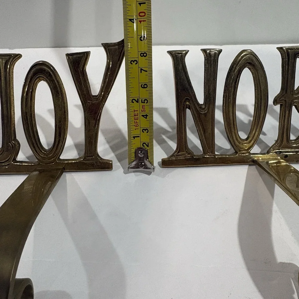 Vintage Brass Christmas Stocking Hangers Lot Of 2 Noel Joy 4